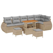 Havesofa Sæt med pude med opbevaring 9 pcs beige og lysegrå