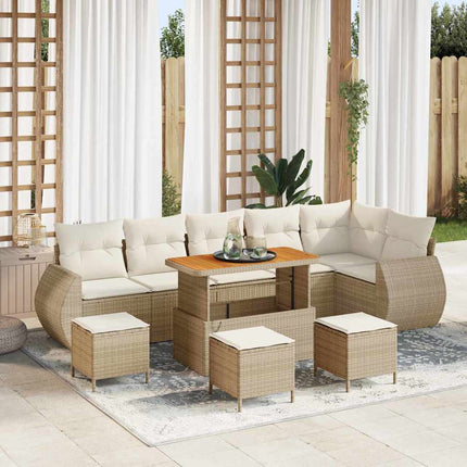 Havesofa Sæt 10 stk. 10-Antal sæder Beige og creme Poly Rattan