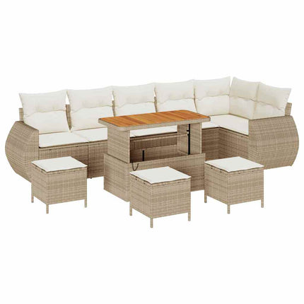 Havesofa Sæt 10 stk. 10-Antal sæder Beige og creme Poly Rattan