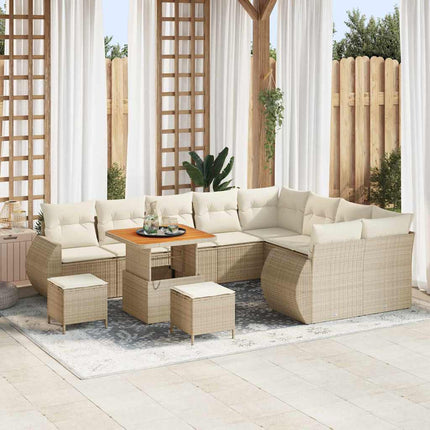 Havesofa Sæt 12 stk. 12-Antal sæder Beige og creme Poly Rattan