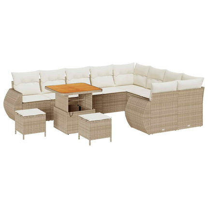 Havesofa Sæt 12 stk. 12-Antal sæder Beige og creme Poly Rattan