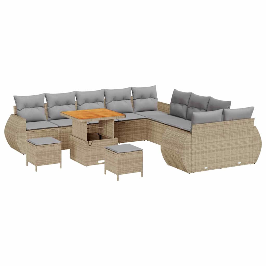 Havesofa Sæt med pude med opbevaring 13 pcs beige og lysegrå