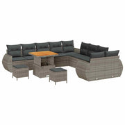 Havesofa Sæt 13 pcs Grå Polyrattan og pulverlakeret stål