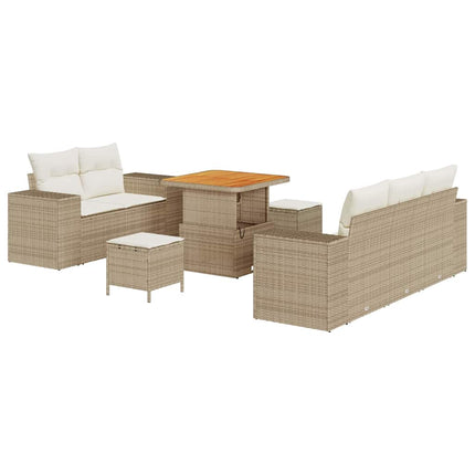 Havesofa Sæt 8 stk. 8-Antal sæder Beige og creme Poly Rattan