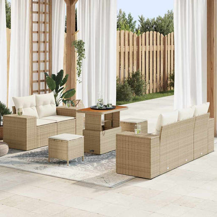 Havesofa Sæt 8 stk. 8-Antal sæder Beige og creme Poly Rattan