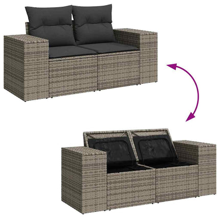 Havesofa Sæt med pude Grå 221 x 204 x 85 cm Poly Rattan