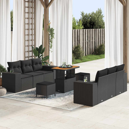 Havesofa Sæt Sort Poly Rattan