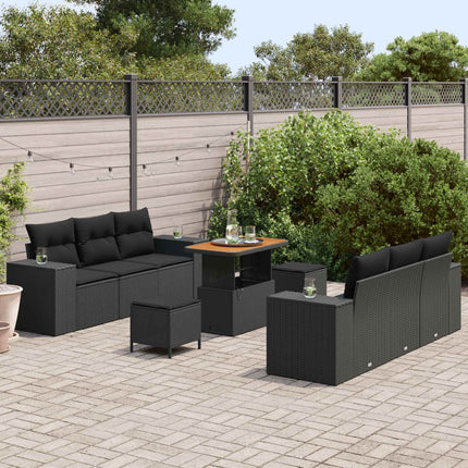 Havesofa Sæt Sort Poly Rattan