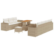 Havesofa Sæt med pude 10 pcs Beige og creme Poly Rattan