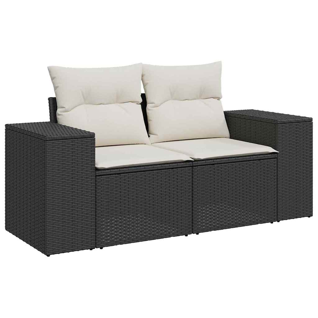 Havesofa Sæt med pude 11 pcs Sort og Cream polyrattan