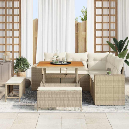 Havesofa Sæt 8 stk. 7-Antal sæder Beige og creme polyrattan