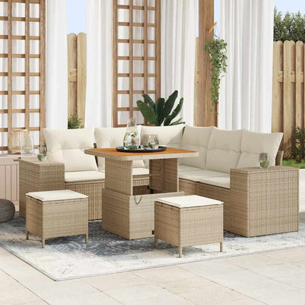 Havesofa Sæt 8 stk. 7-Antal sæder Beige og creme polyrattan