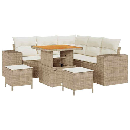 Havesofa Sæt 8 stk. 7-Antal sæder Beige og creme polyrattan