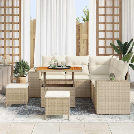 Havesofa Sæt 8 stk. 7-Antal sæder Beige og creme polyrattan