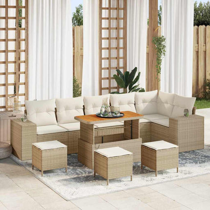 Havesofa Sæt 10 stk. 6-Antal sæder Beige og creme polyrattan