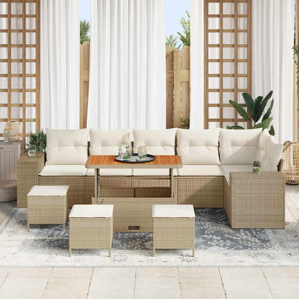 Havesofa Sæt 10 stk. 6-Antal sæder Beige og creme polyrattan