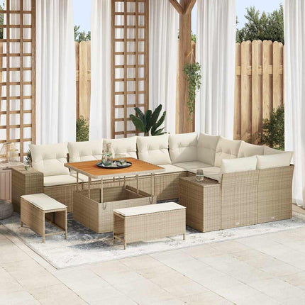 Havesofa Sæt 12 stk. 9-Antal sæder Beige og creme polyrattan