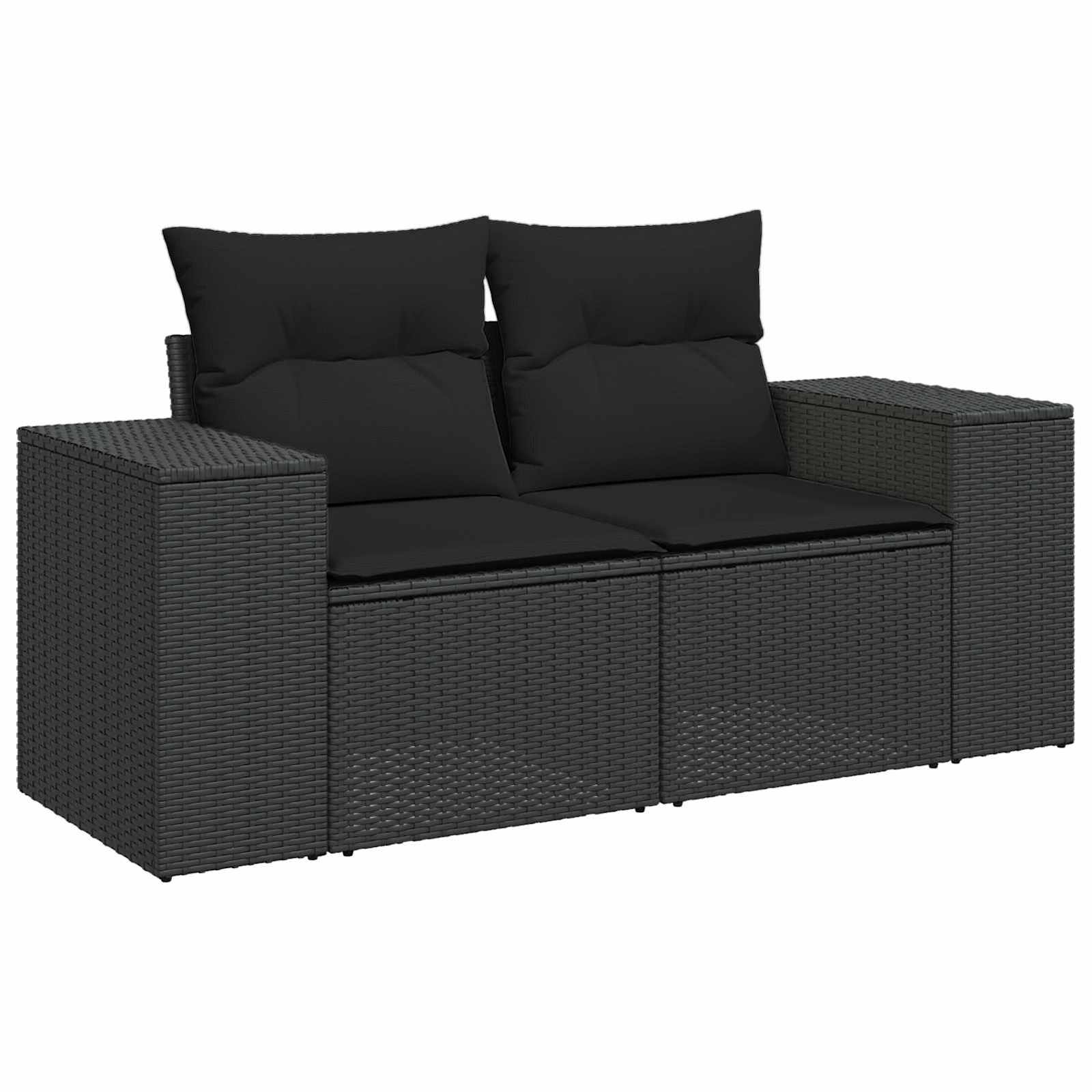 Havesofa Sæt 12 pcs Sort Polyrattan, stål og massivt akacietræ