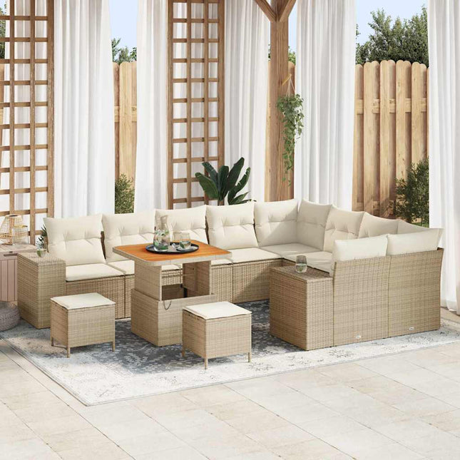Havesofa Sæt 12 stk. 9-Antal sæder Beige og creme polyrattan