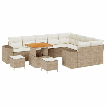 Havesofa Sæt 12 stk. 9-Antal sæder Beige og creme polyrattan