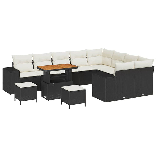 Havesofa Sæt med pude med opbevaring 12 pcs Sort og Cream
