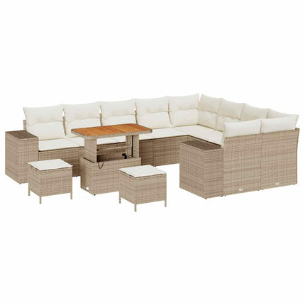 Havesofa Sæt 12 stk. 9-Antal sæder Beige og creme polyrattan