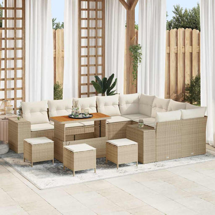Havesofa Sæt 13 stk. 9-Antal sæder Beige og creme polyrattan