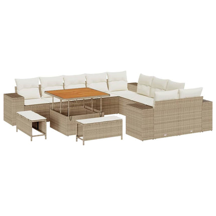 Havesofa Sæt 13 stk. Beige og creme polyrattan