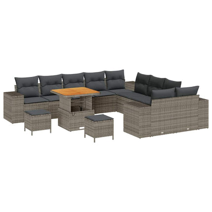 Havesofa Sæt med pude 13 pcs Grå polyrattan