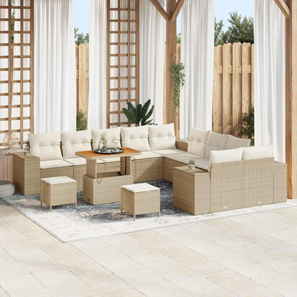 Havesofa Sæt 13 stk. Beige og creme polyrattan