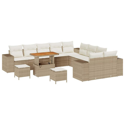 Havesofa Sæt 13 stk. Beige og creme polyrattan