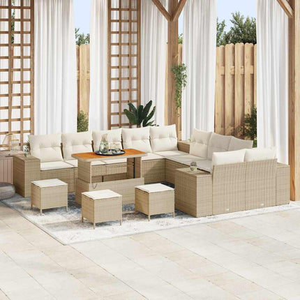 Havesofa Sæt 14 stk. Beige og creme polyrattan