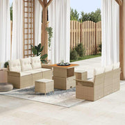 Havesofa Sæt med pude med opbevaring 9 pcs Beige og creme