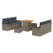 Havesofa Sæt 9 pcs Grå Polyrattan, stål og massivt akacietræ