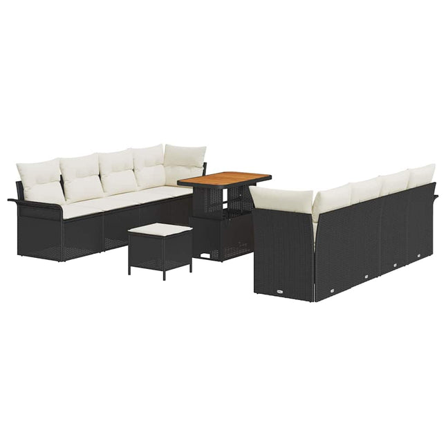 Havesofa Sæt med pude Sort og Cream 90 x 55 x 71 cm