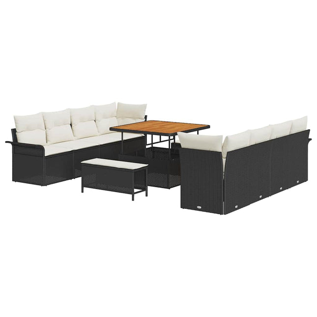 Havesofa Sæt med pude Sort og Cream 100 x 100 x 71 cm