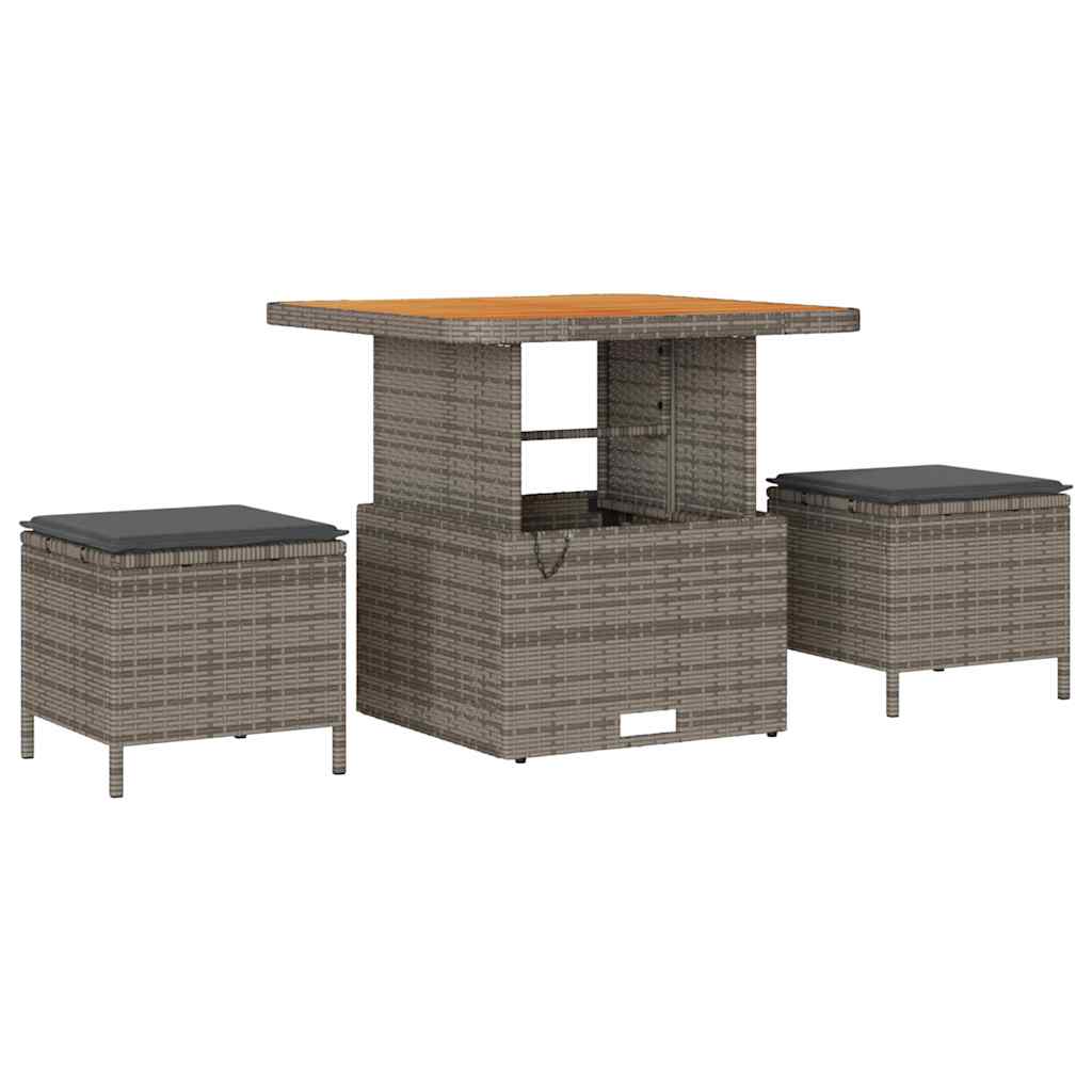Havesofa Sæt 12 pcs Grå Polyrattan, stål og massivt akacietræ