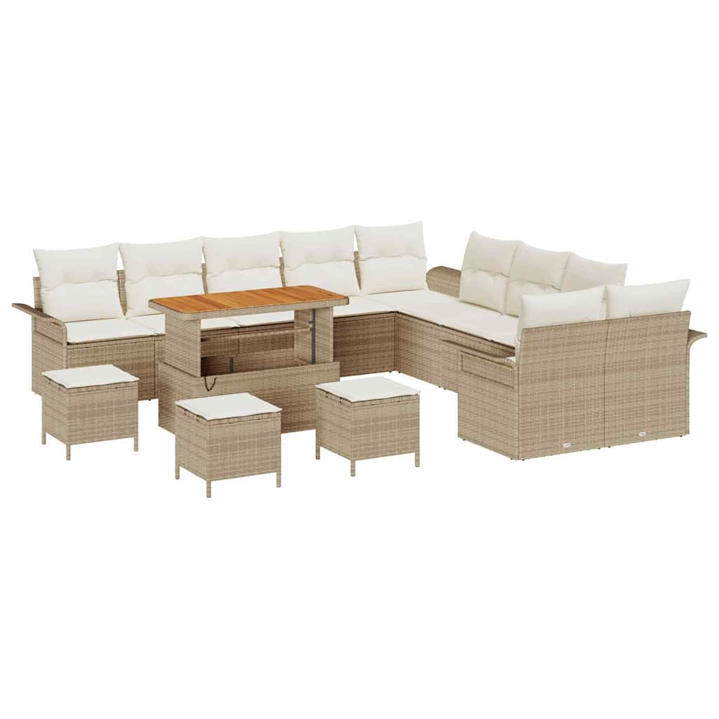 Havesofa Sæt med pude med opbevaring 14 pcs Beige og creme