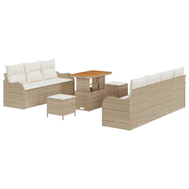 Havesofa Sæt med pude med opbevaring 10 pcs Beige og creme