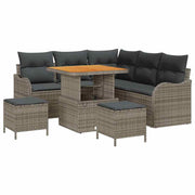 Havesofa Sæt 8 pcs Grå Polyrattan, stål og massivt akacietræ