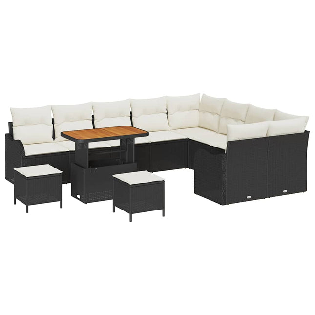 Havesofa Sæt med pude med opbevaring 12 pcs Sort og Cream