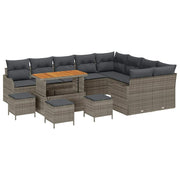 Havesofa Sæt 13 pcs Grå Polyrattan, stål og massivt akacietræ