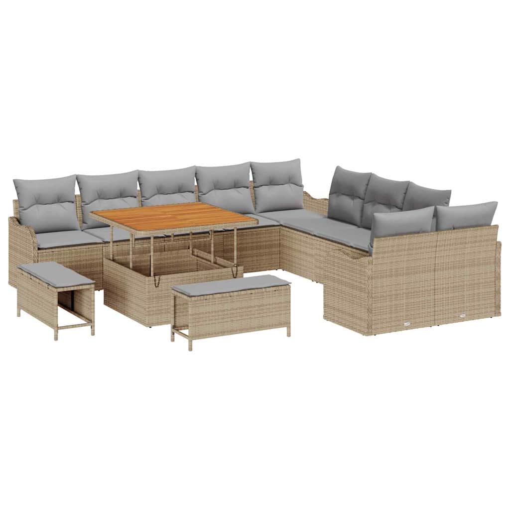 Havesofa Sæt med pude med opbevaring 13 pcs Beige og lys grå