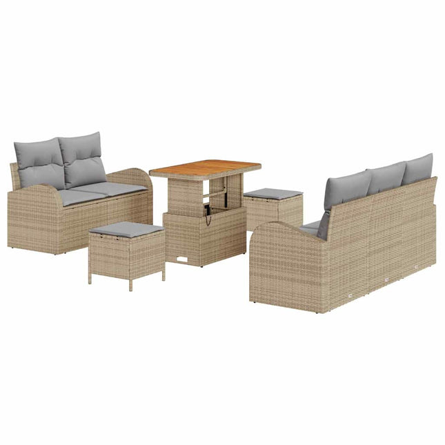 Havesofa Sæt med pude med opbevaring 8 pcs Beige og lys grå