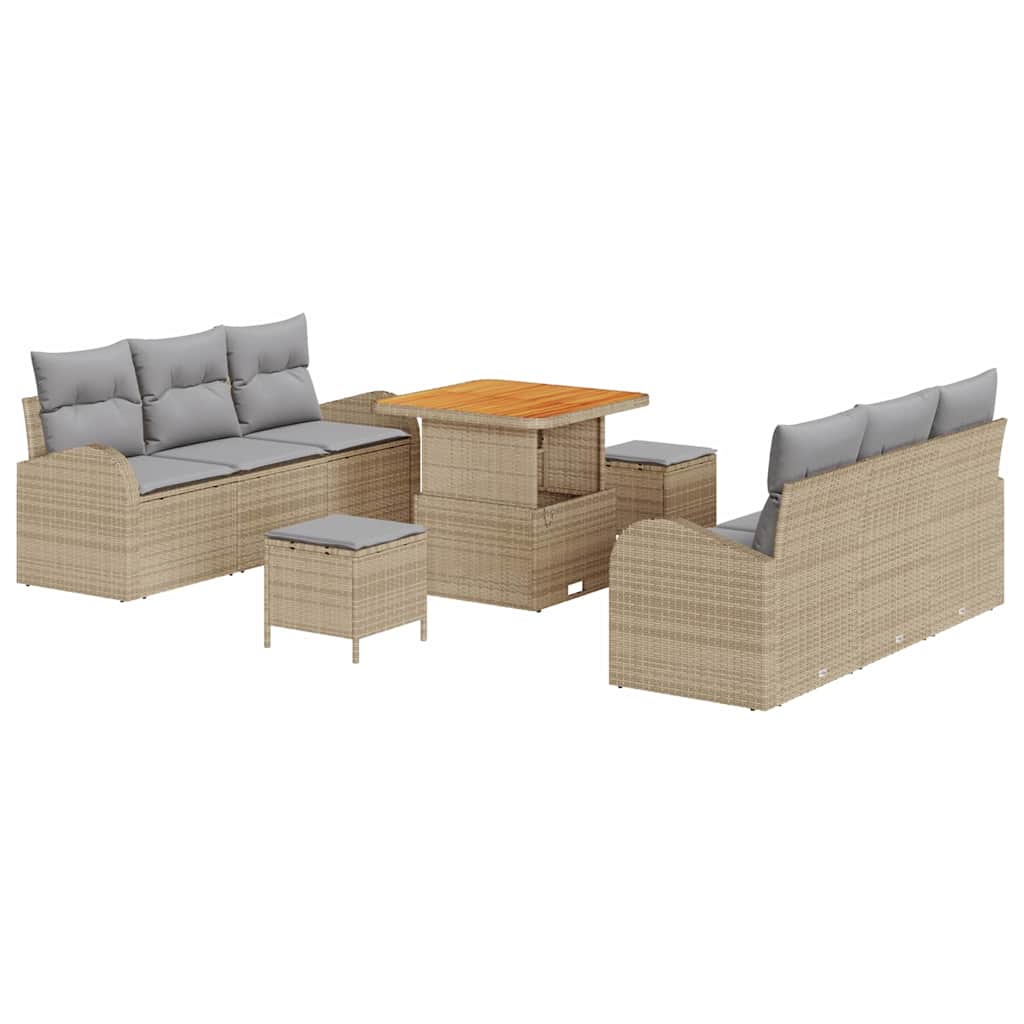 Havesofa Sæt med pude med opbevaring 9 pcs Beige og lys grå