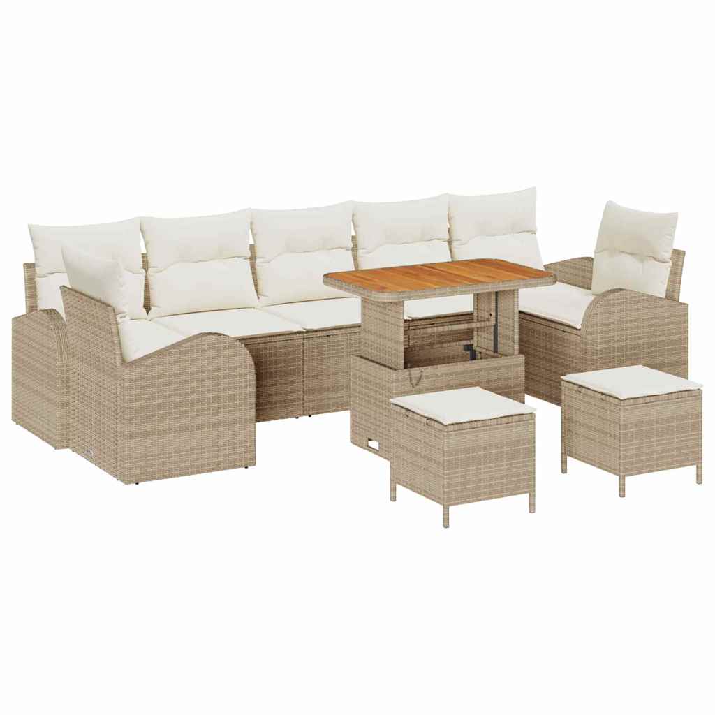 Havesofa Sæt med pude med opbevaring 10 pcs Beige og creme