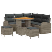 Havesofa Sæt 8 pcs Grå Polyrattan, stål og massivt akacietræ