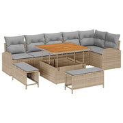 Havesofa Sæt med pude med opbevaring 9 pcs Beige og lys grå