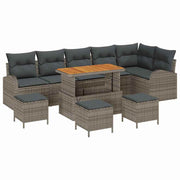 Havesofa Sæt 10 pcs Grå Polyrattan, stål og massivt akacietræ