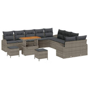 Havesofa Sæt 13 pcs Grå Polyrattan, stål og massivt akacietræ